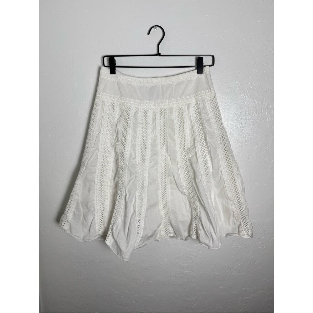Y2K New York & Company White Open Knit Crochet Skater A-line Skirt - Picture 2 of 13